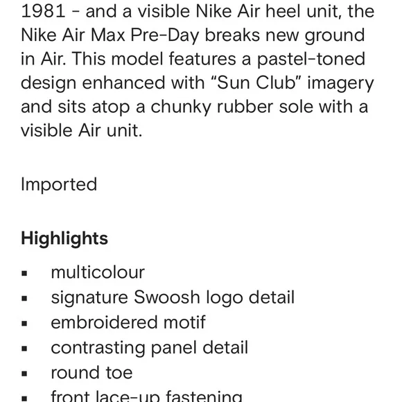 Nike Purple and White Athletic Shoes Air Max Pre-Day. The Sun Club, Size 9 - Picture 11 of 11